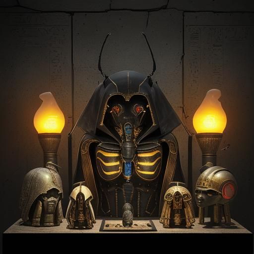 Cyberpunk Scarab Beetle in Ancient Egypt