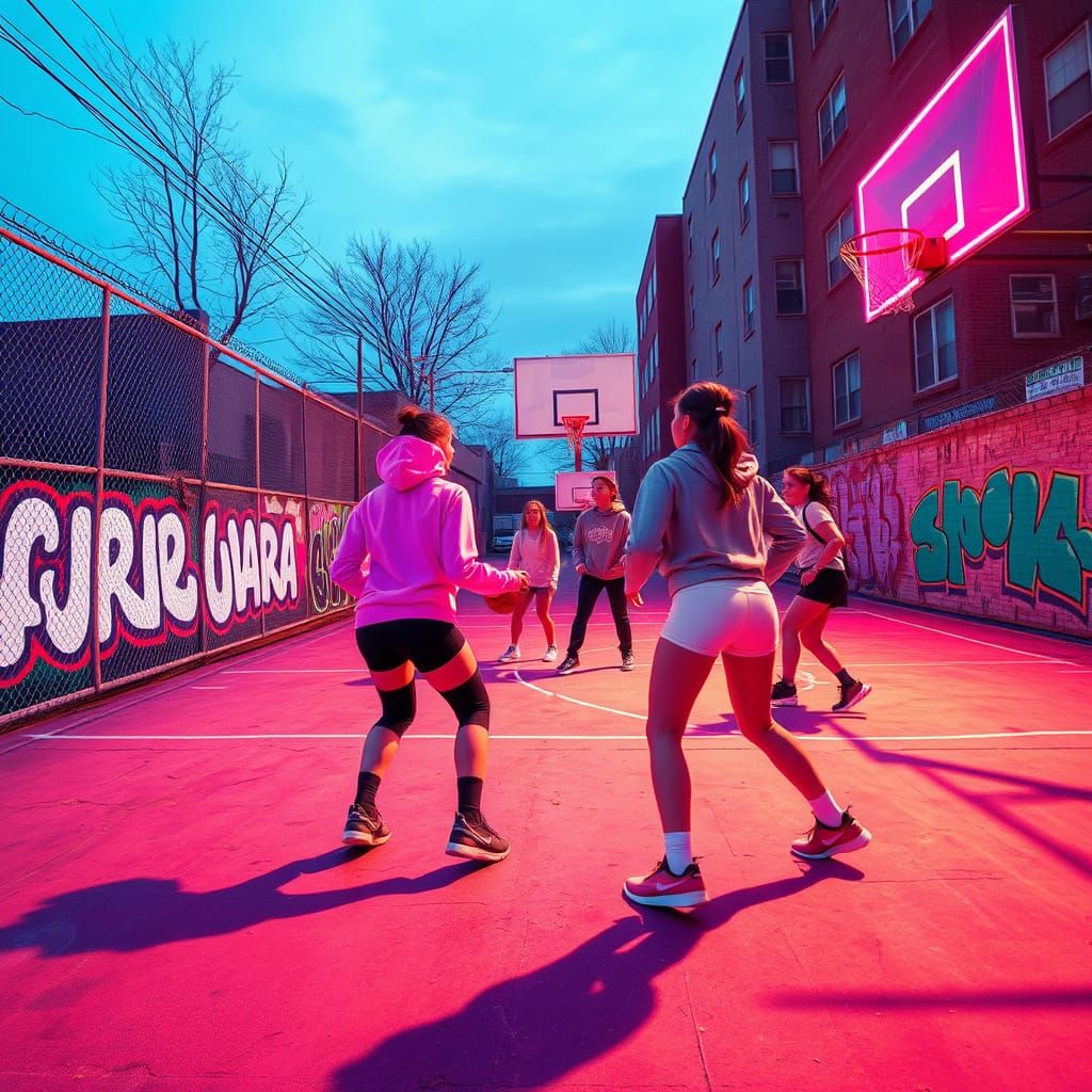 Bronx Street Basketball: Synthwave Neon Retro Match
