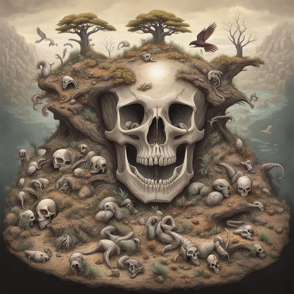 Bioluminescent Skull Shroom Ecosystem