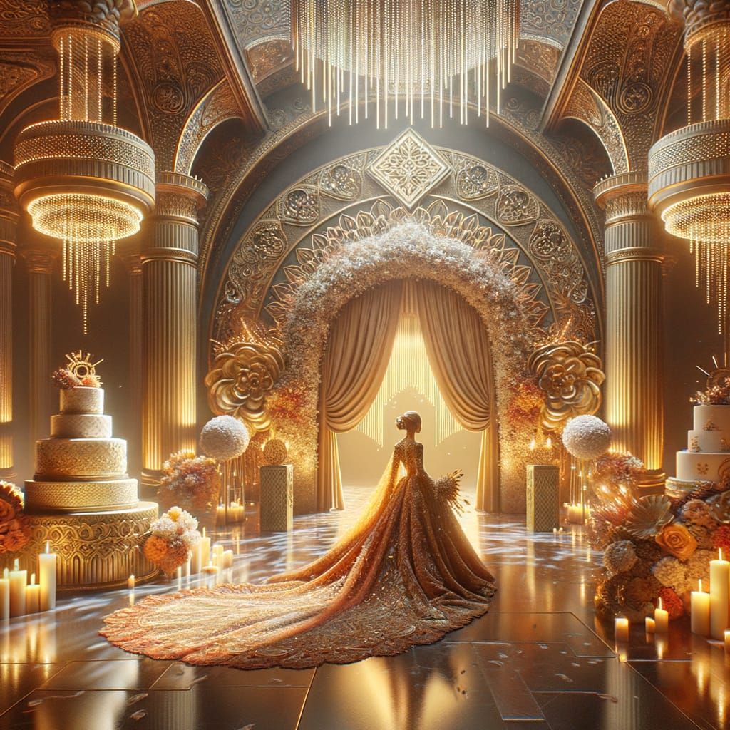 Elegant Wedding Scene with Projection Mapping in 8K