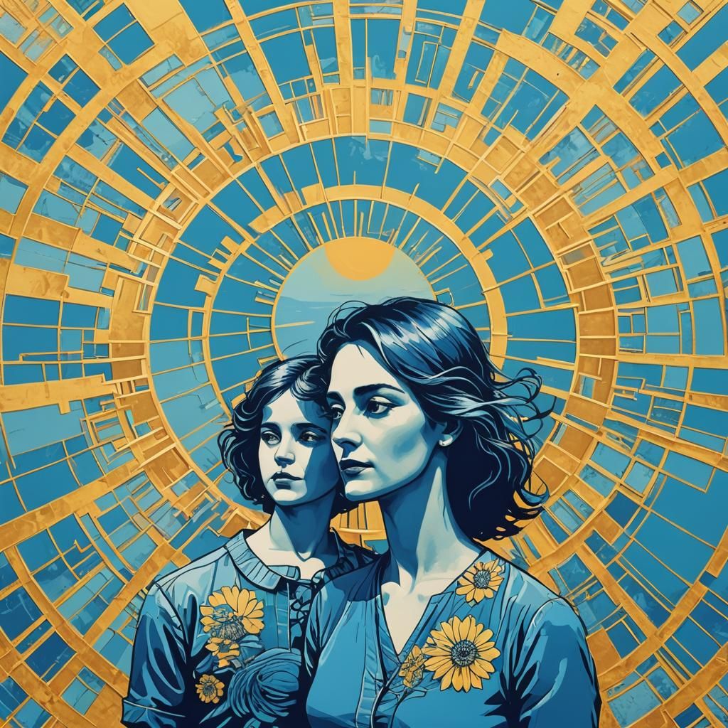 Mother and Daughter at Sea: Pop Art Screen Print