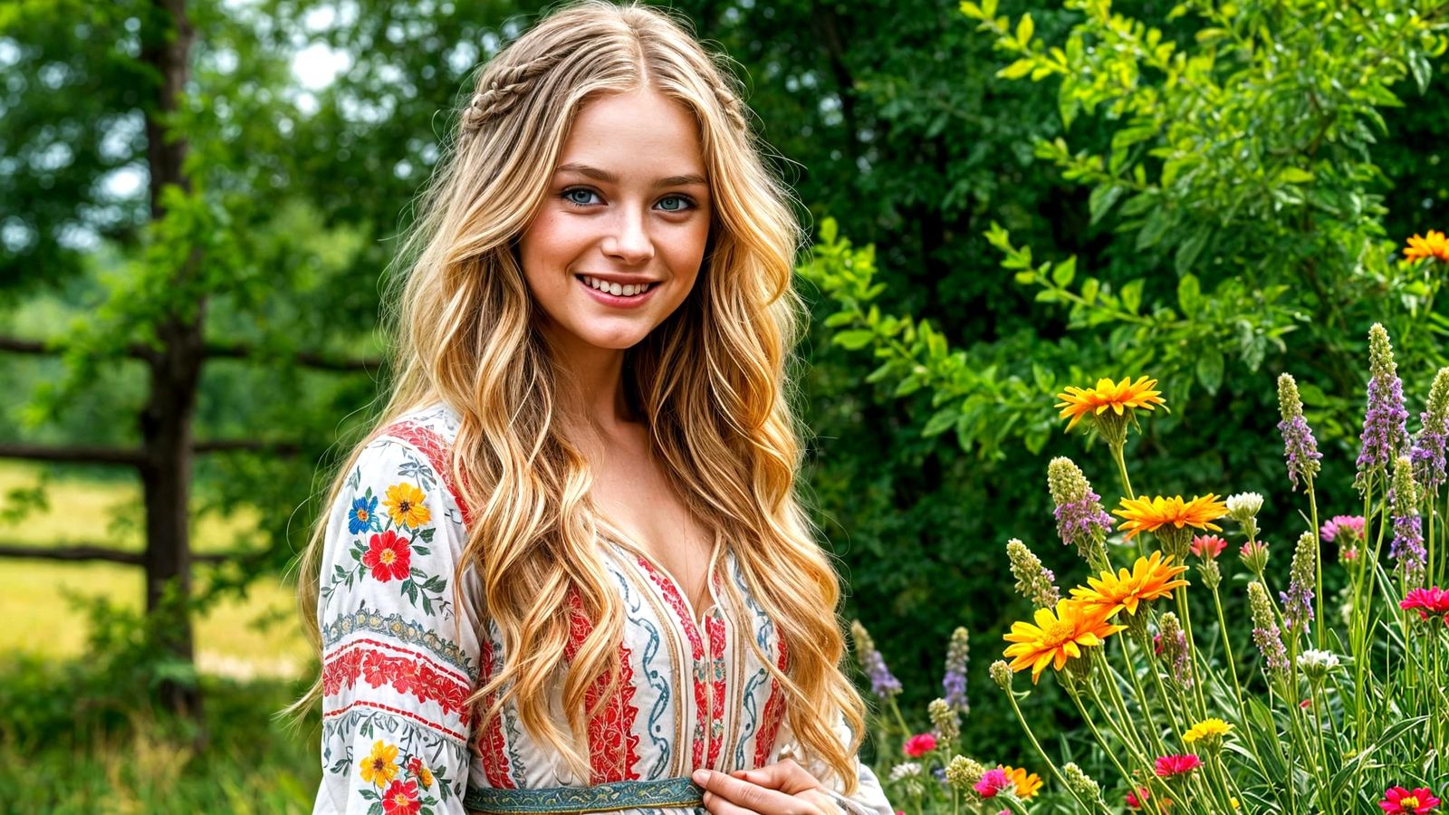 Norse Goddess in Traditional Peasant Dress