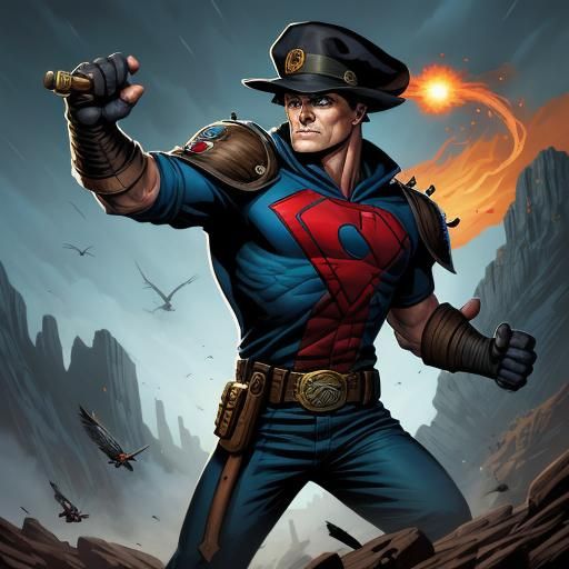 Warlock Hat in Comic Book Art Style