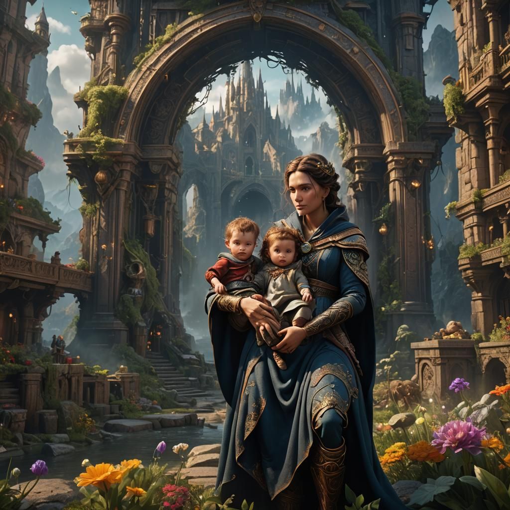 Realistic Motherhood in Detailed Matte Painting