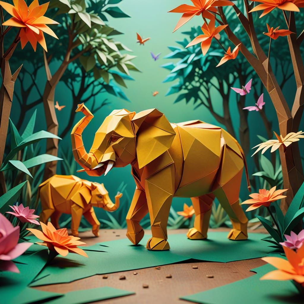 Origami Friends Come to Life in a Vibrant Nature Reserve