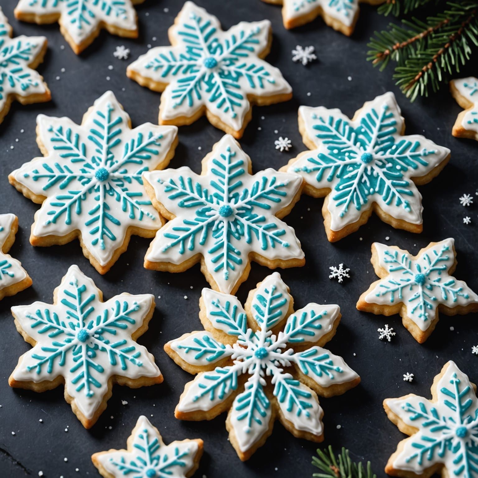 Magical Christmas Sugar Cookies in Whimsical Snowflake Style