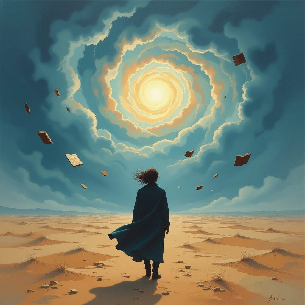 Surreal Windswept Plain with Cosmic Elements