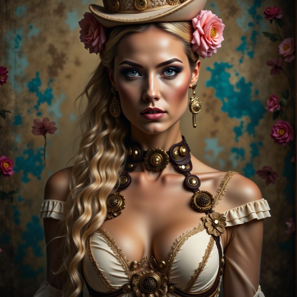 Portrait of an ethereal steampunk woman