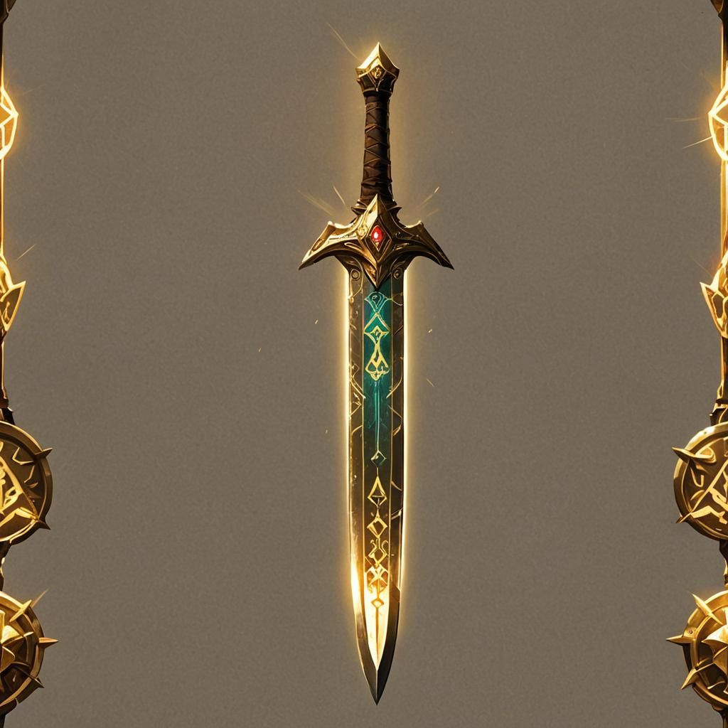 Golden Light Longsword with Cryptic Runes