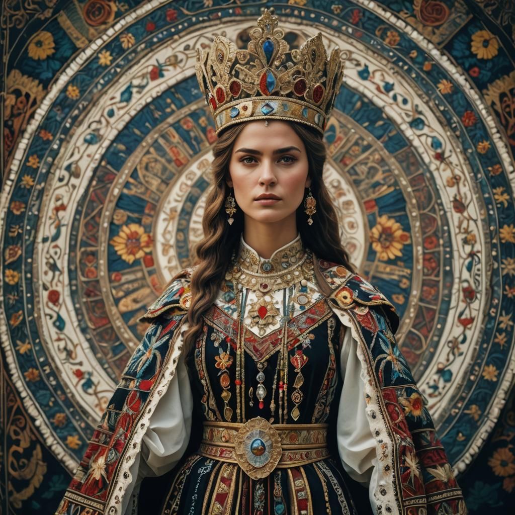 Goddess of Romania in Traditional Attire: Cinematic Film Sti...