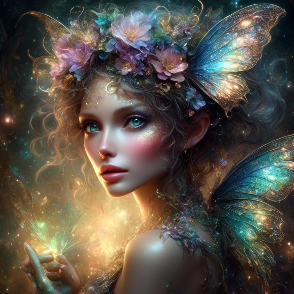 Beautiful Fairy with Iridescent Wings