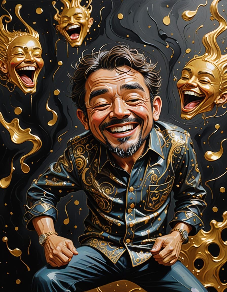 Dark Whimsical Caricature of a Disco Dancer