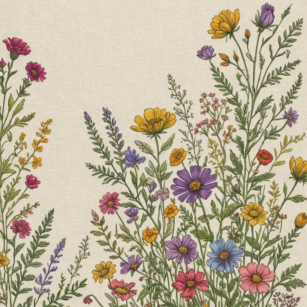 Vintage Embroidery Flowers in English Garden Style