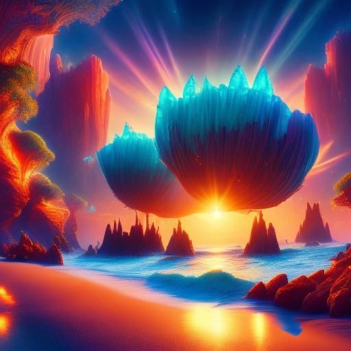 Retro-Futuristic Seaside Planet Vacation Poster