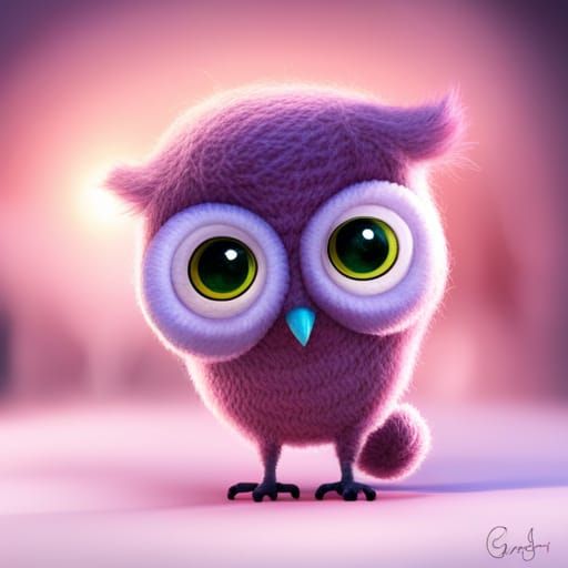 Knitted Owl in Galaxy: A Whimsical Digital Portrait