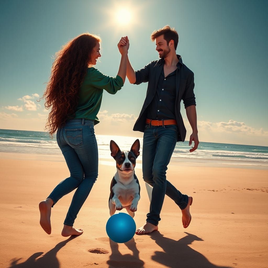 Dancing Couple on Beach in Fantasy Art Style