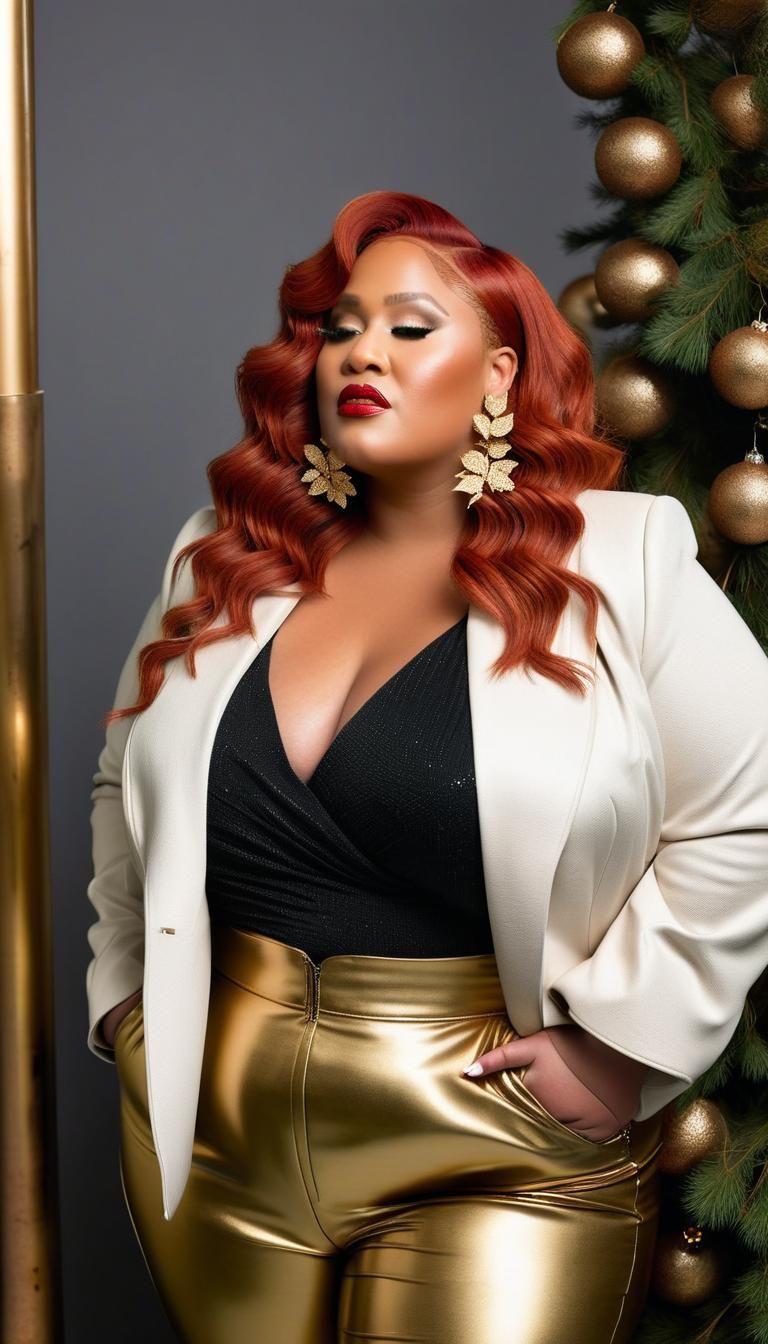 Christmas Fashion Model in Golden Hour Luxe