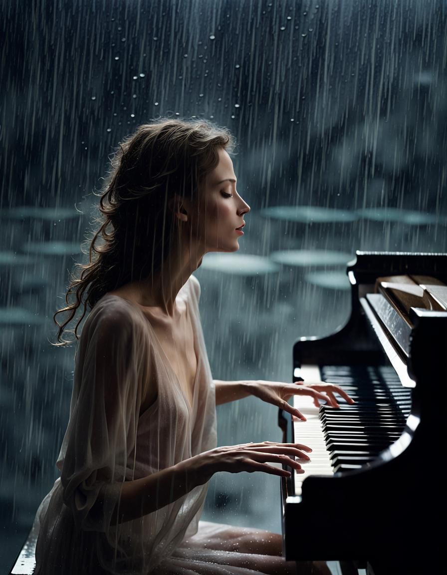 Piano in Rain: Rothko-esque Vogue Photography