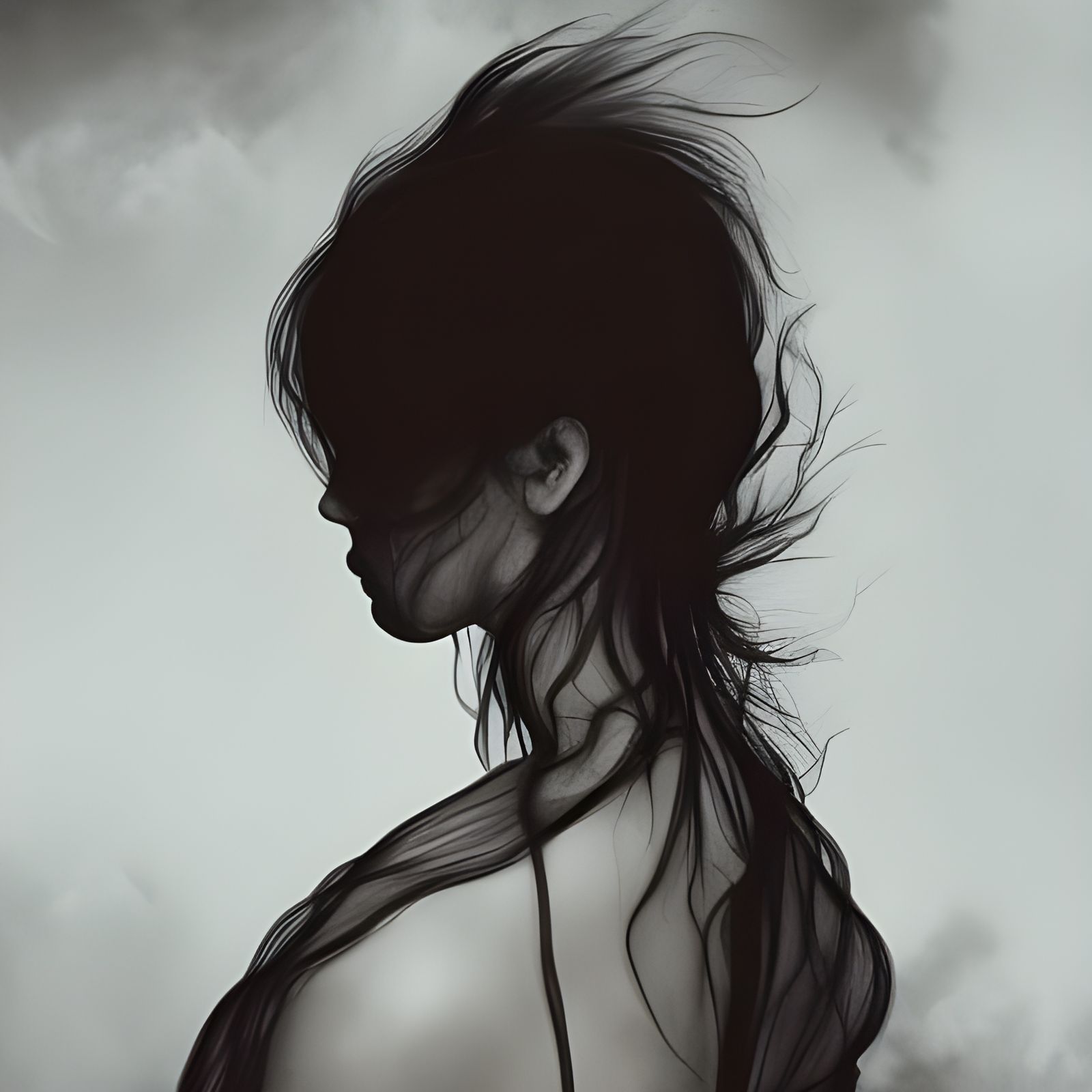 Elaborate Woman with Black Veil: Fantasy Art