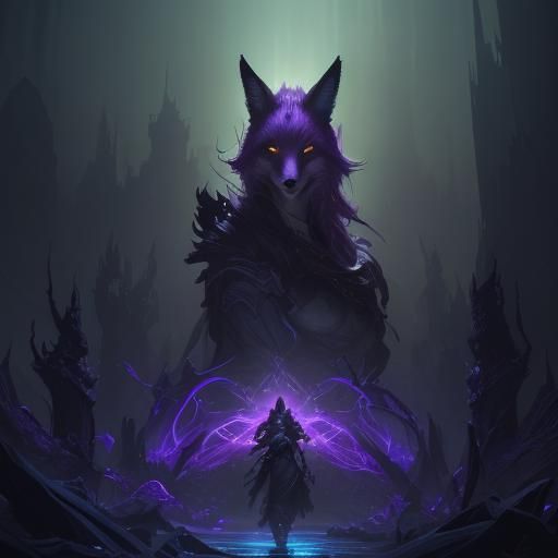 Fox Lightning Logo in Dark Fantasy Style