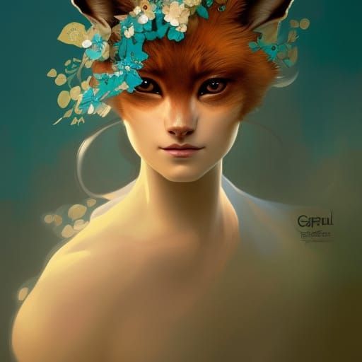 Hyperdetailed Fox Portrait with Teal Eyes