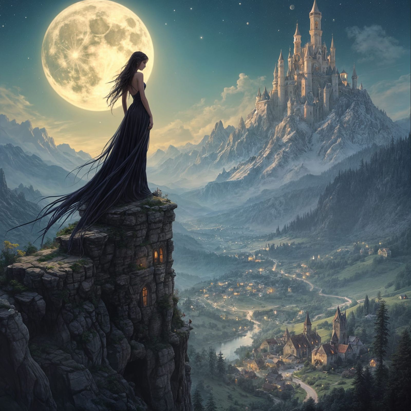 Gorgeous Female Vampire in a Dreamy Pastel Fantasy Landscape