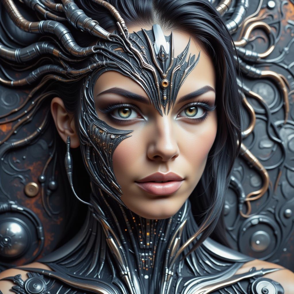 Cyberpunk Android in Futuristic Landscape