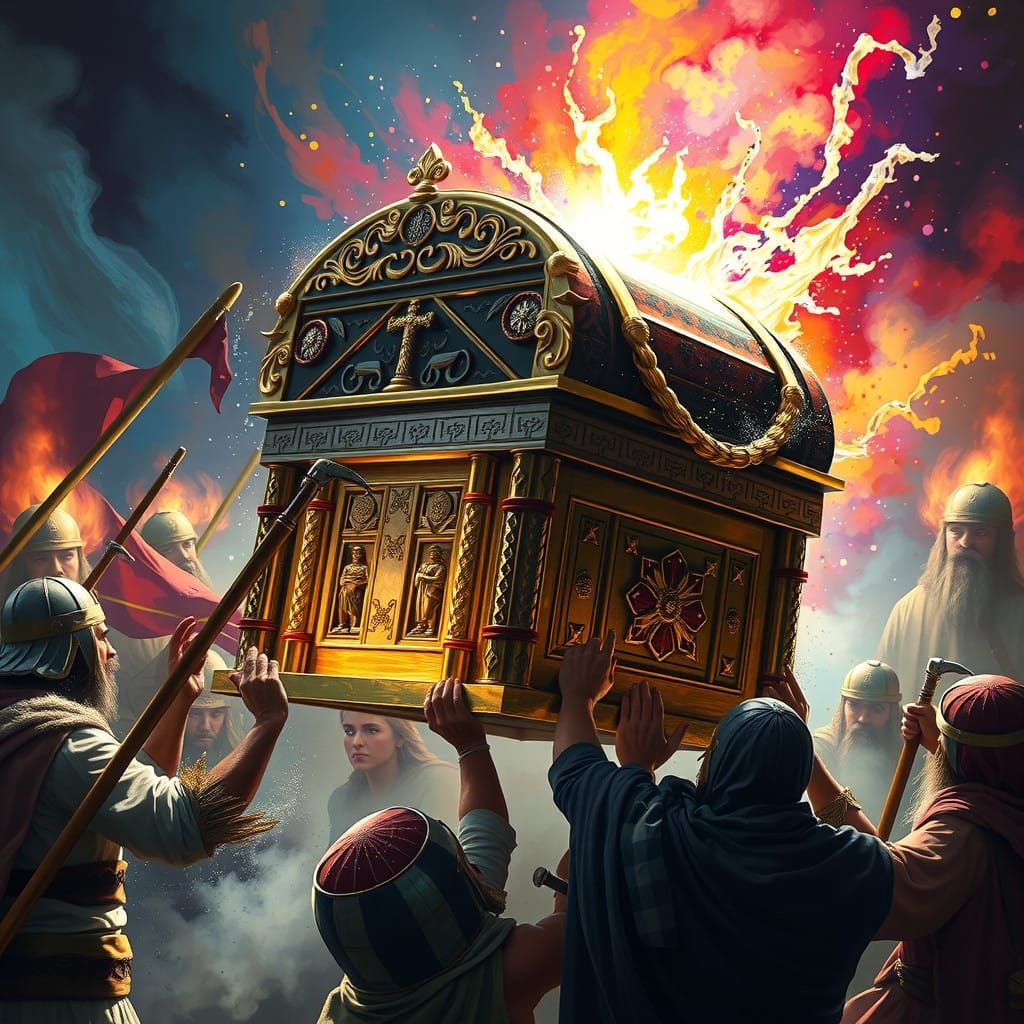 God's Radiant Ark Leads Israelite Warriors