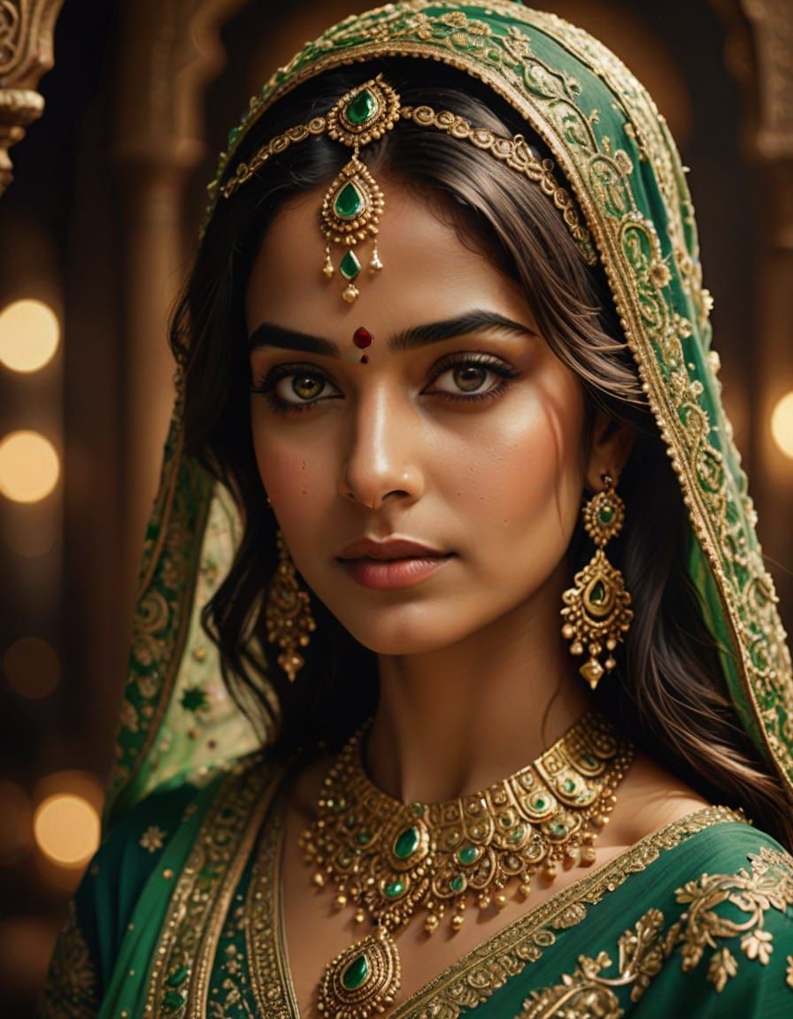 Regal Indian Beauty in Luxurious Attire