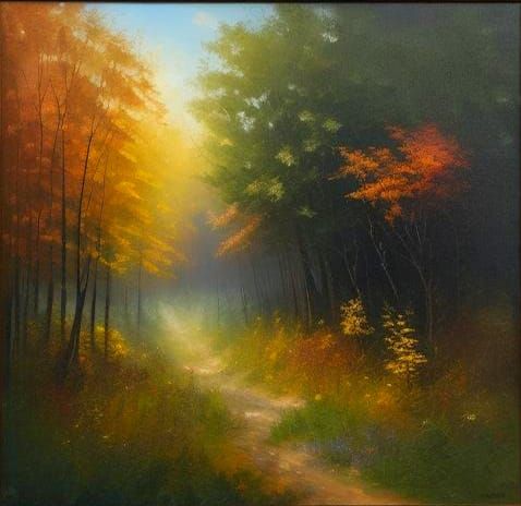 Autumn Leaves Oil Painting by James Gurney