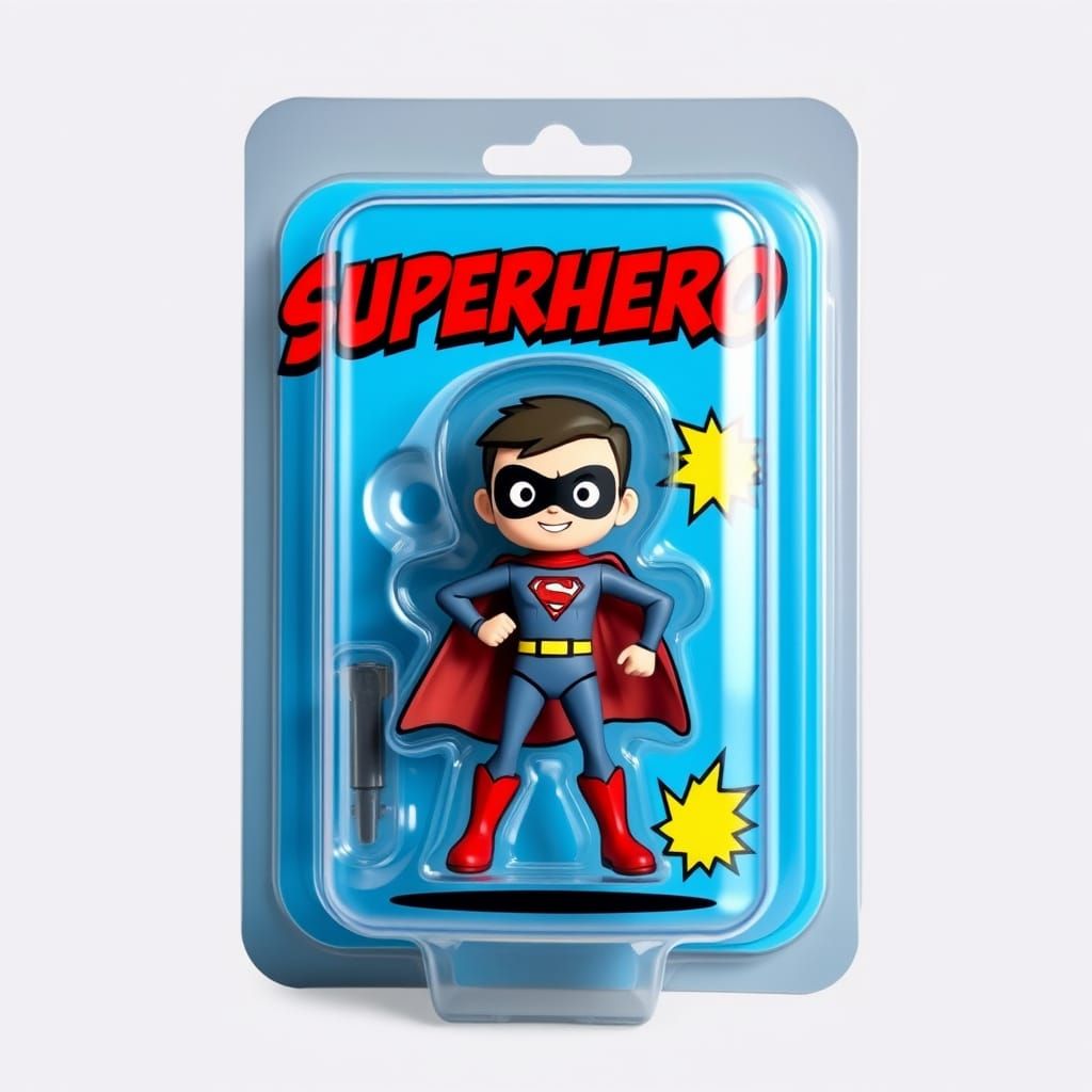a cartoon-style action figure of a superhero