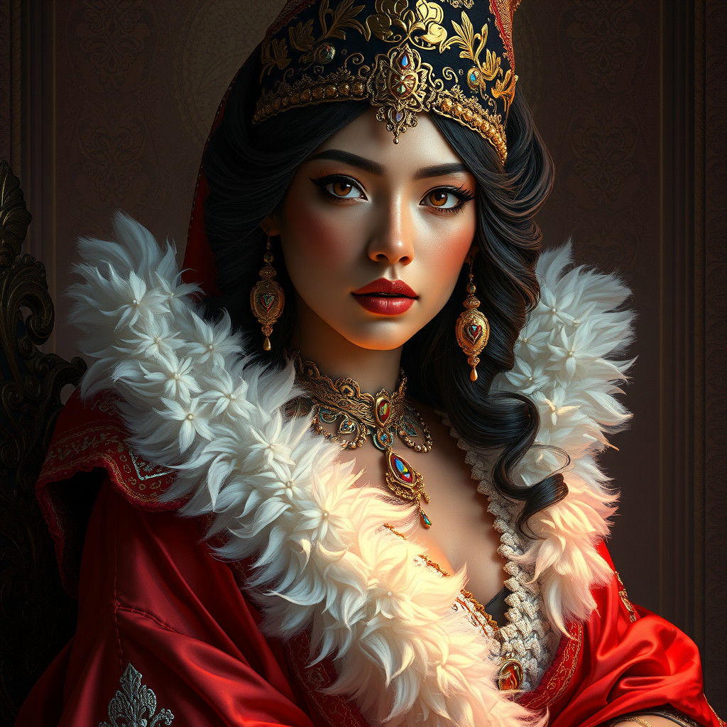 Klondike Kokoo: Regal Portrait in Art Nouveau Style