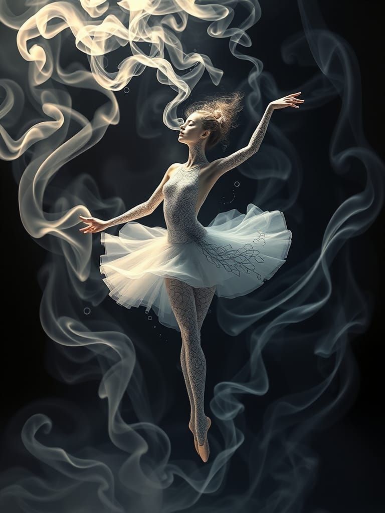 Ethereal Ballerina Dancing in a Surreal Style