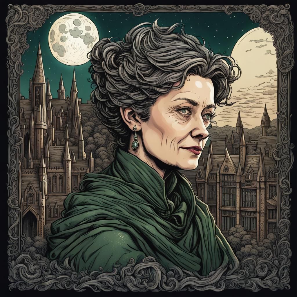 Ornate Portrait of Minerva McGonagall at Hogwarts