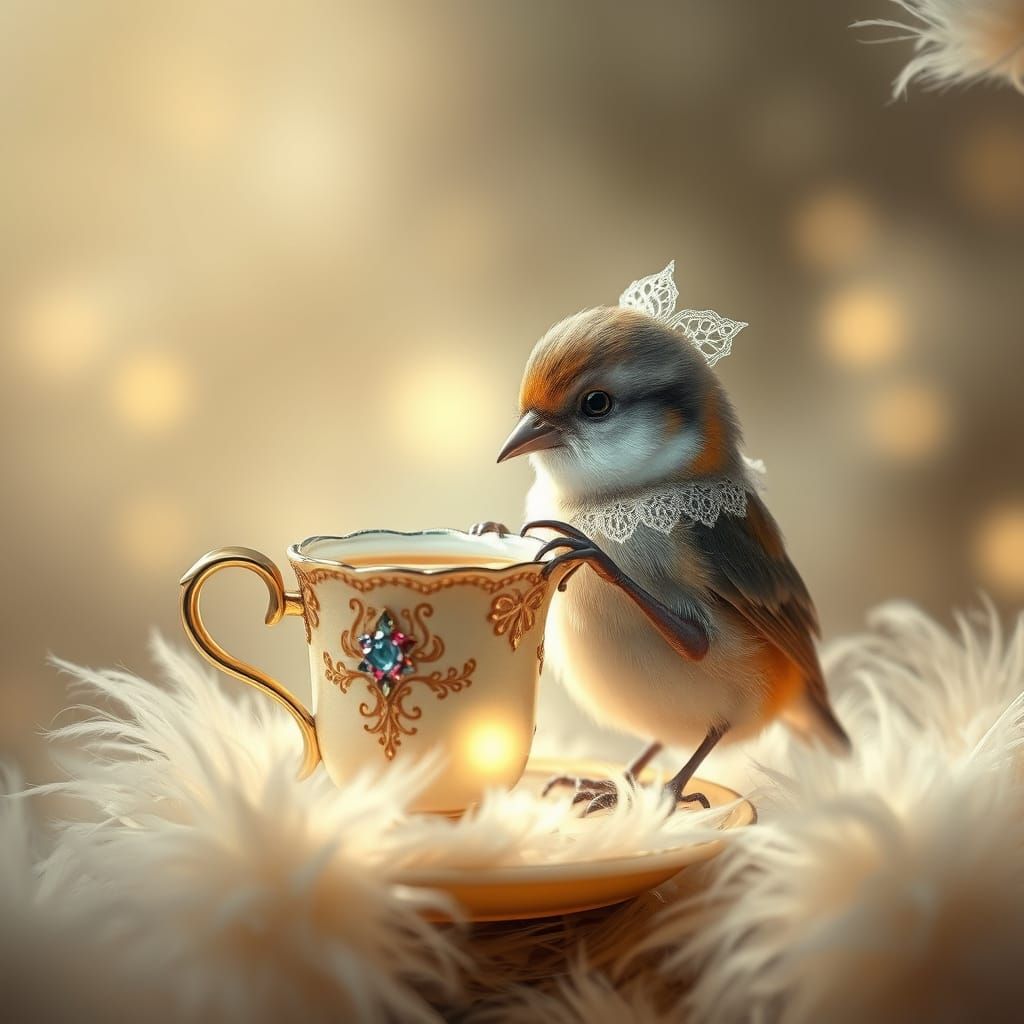 tiny titmouse tippling tea