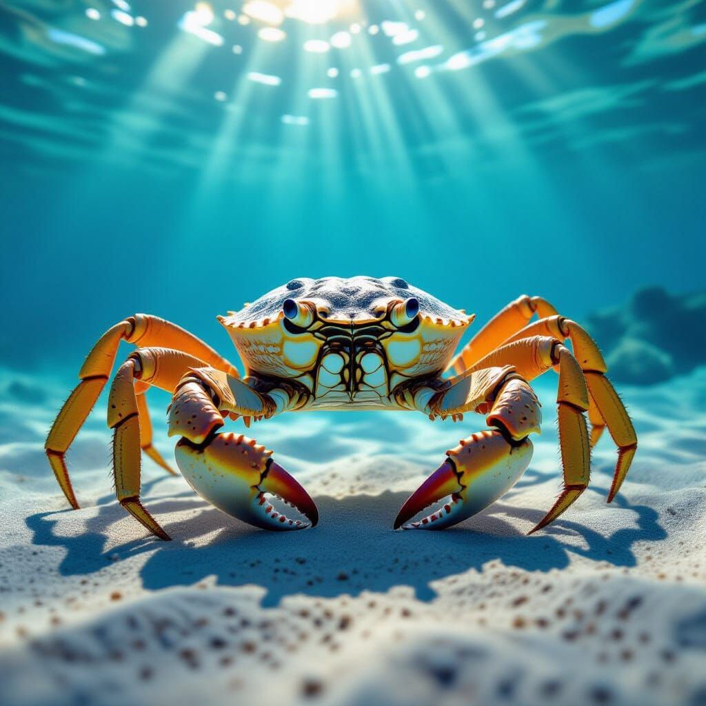 Majestic King Crab on Sandy Ocean Floor