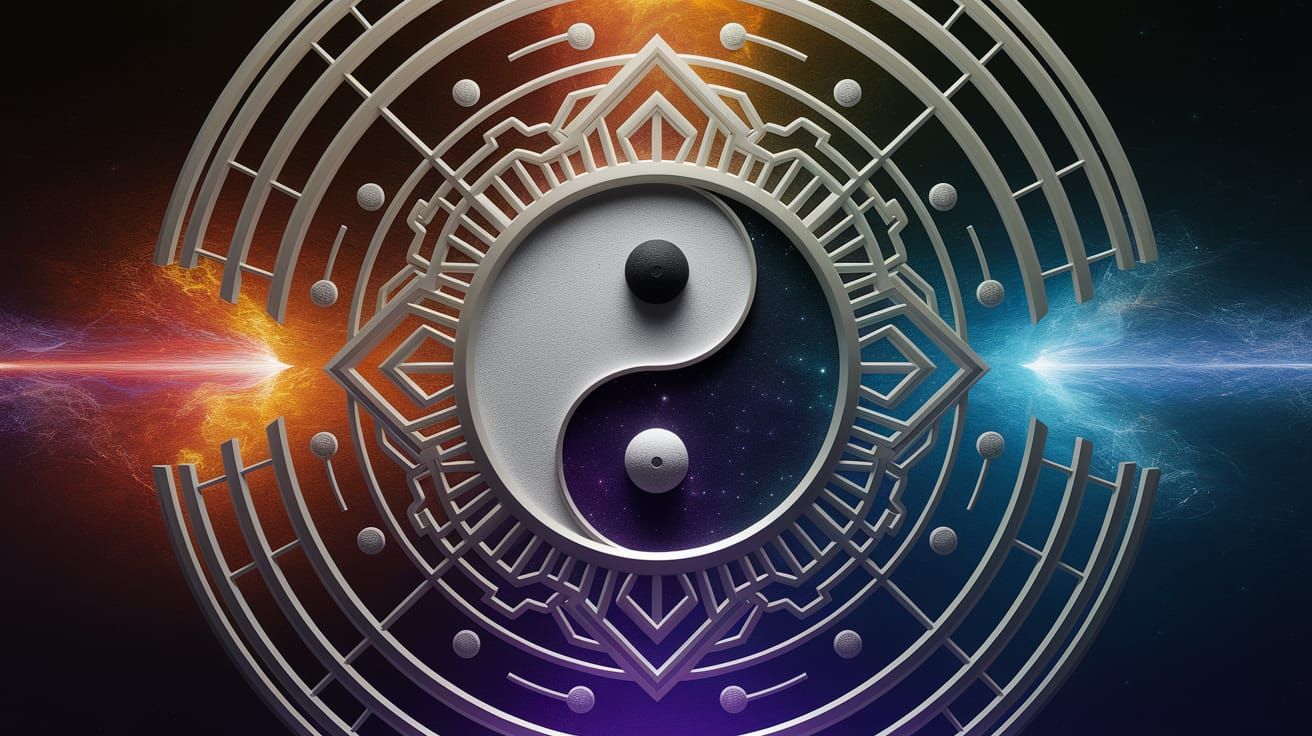 Yin Yang Symbol with Sacred Geometric Patterns