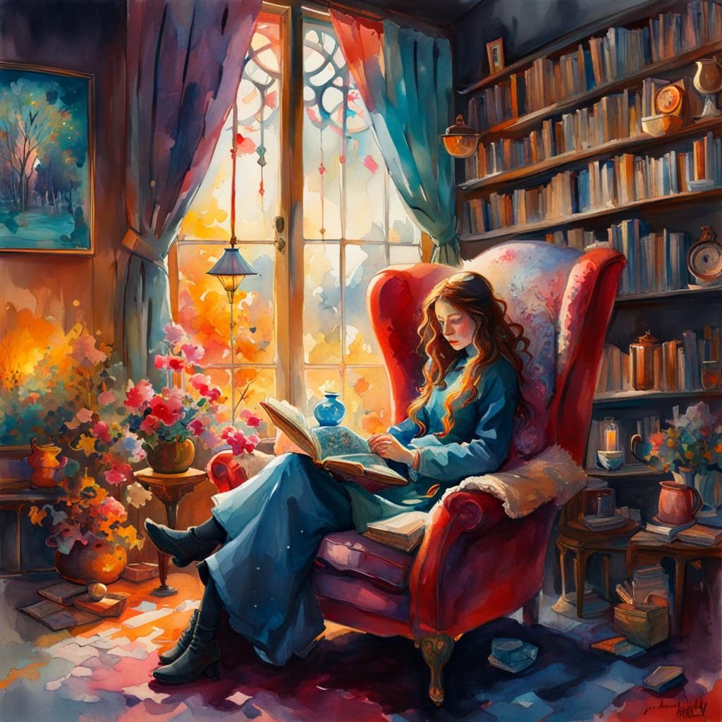 Woman in Armchair in Cozy Wonderland