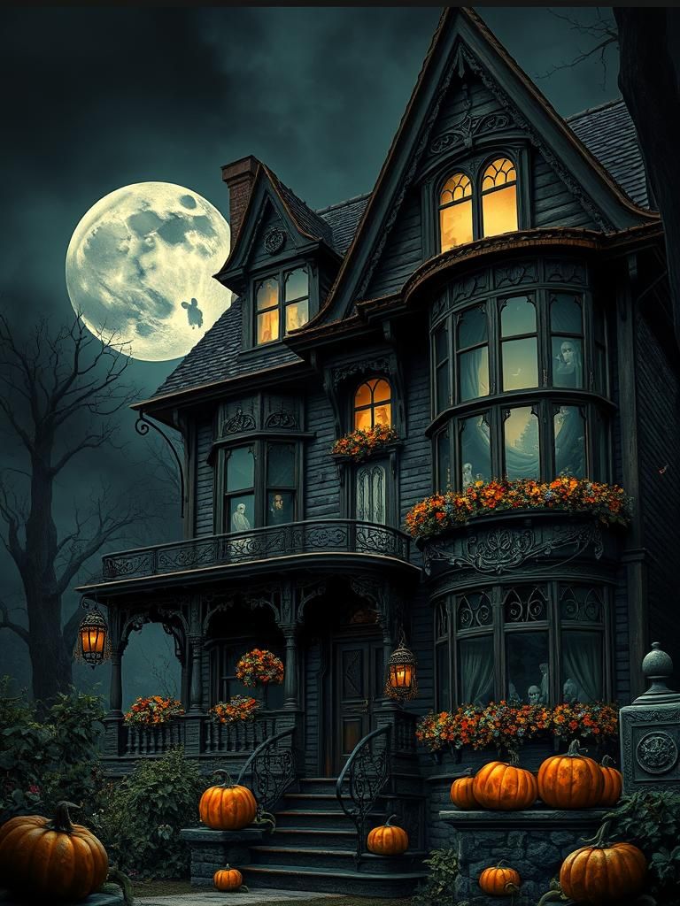 Steampunk Haunted House with Gothic Architecture