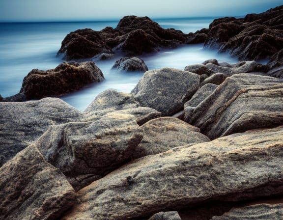 Ultra Resolution Rocky Shorelines in Digital Art
