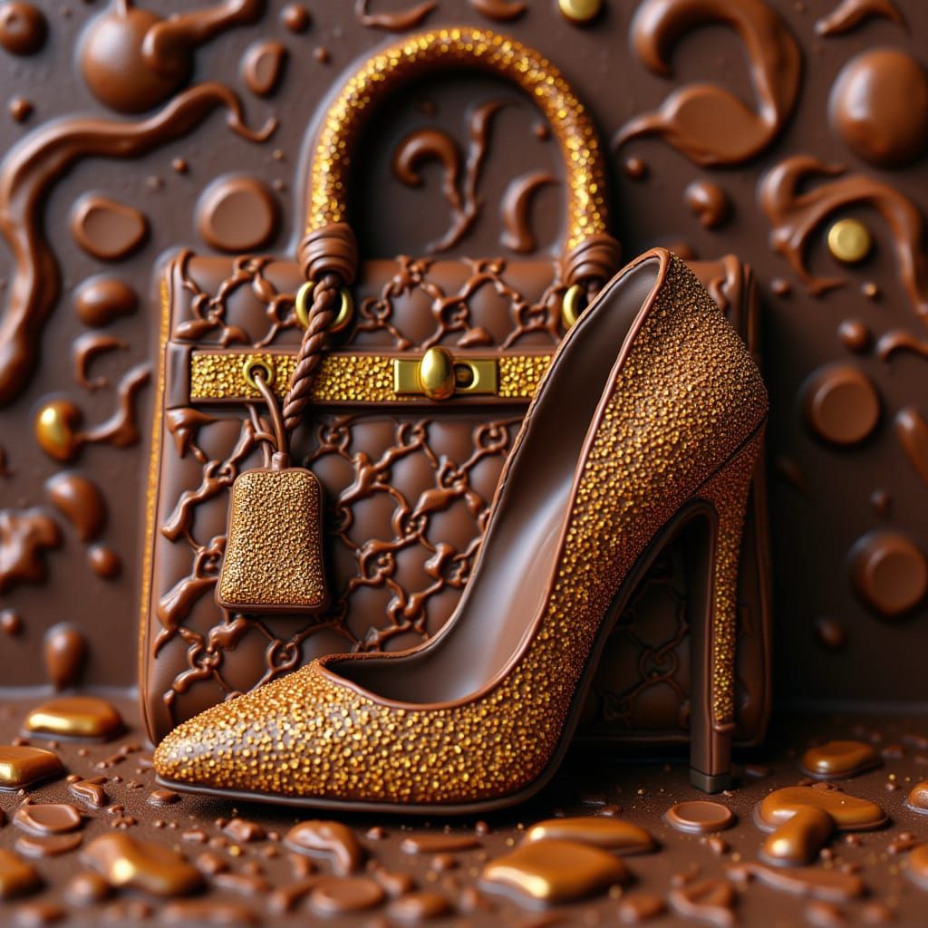 Chocolate Gucci Bag and Shoes in Van Gogh Style