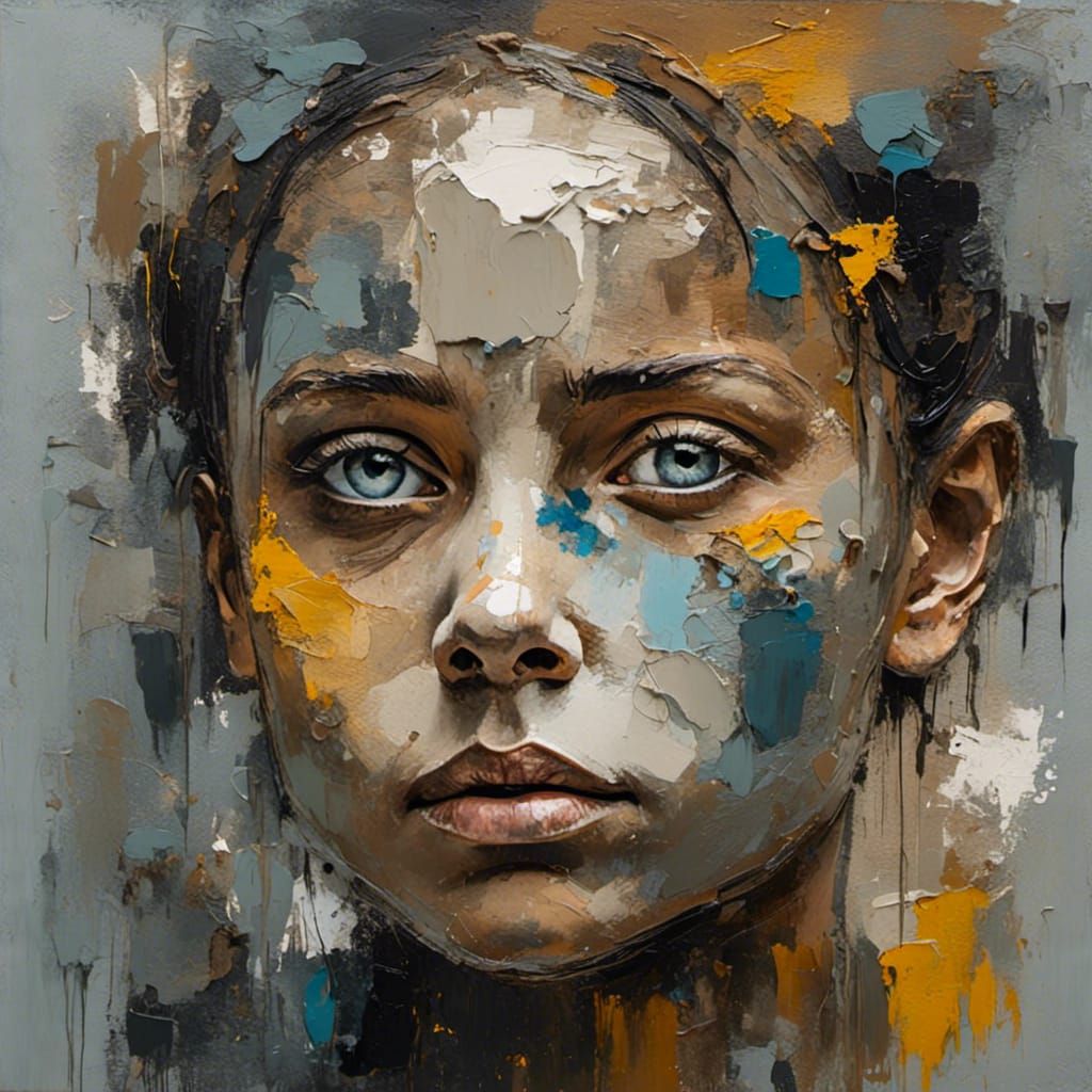 textured, impasto brushstrokes