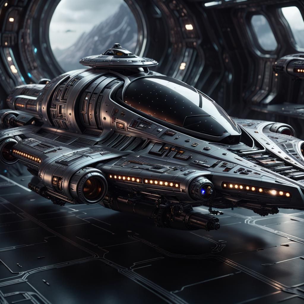 Futuristic Intergalactic Star Cruiser in Detailed Digital Ar...