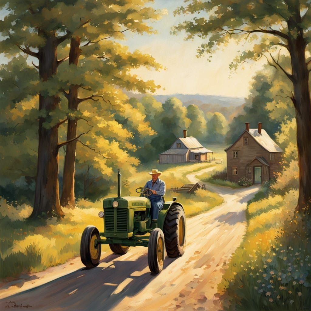 Rural Americana Scene in the Style of Norman Rockwell