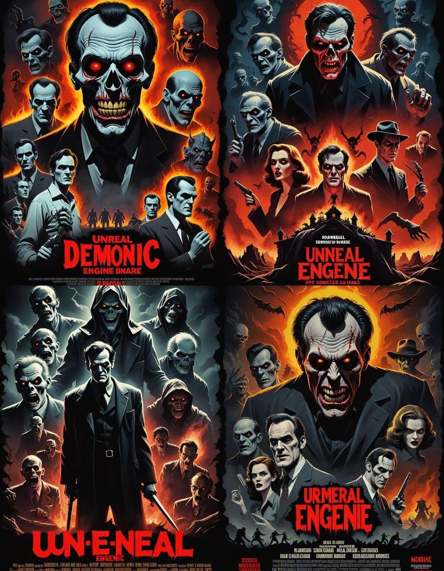 Demonic Horror Movie Poster in Collage Style