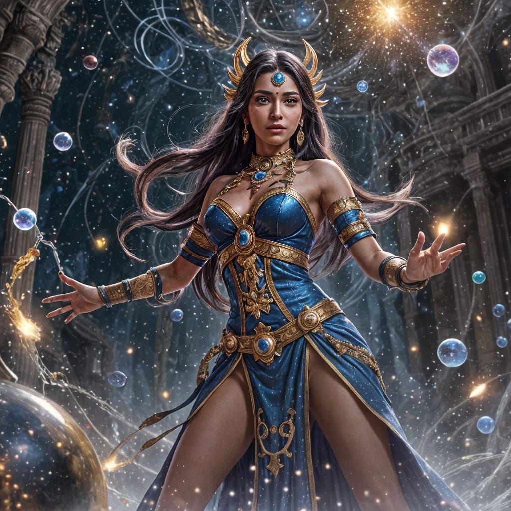 Indian Sorceress Unleashes Cosmic Spell: 3D Anime Art