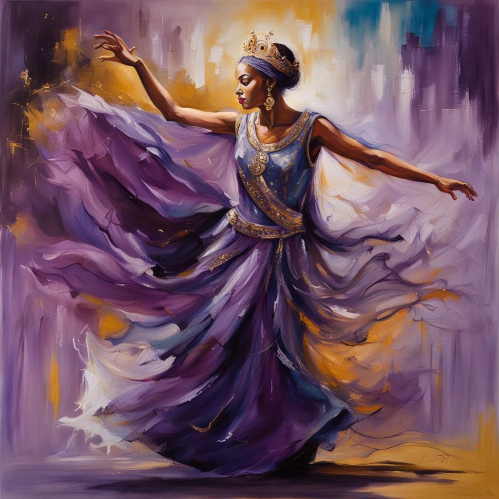 Queen Esther Dancing: Abstract Art in Purple Shades