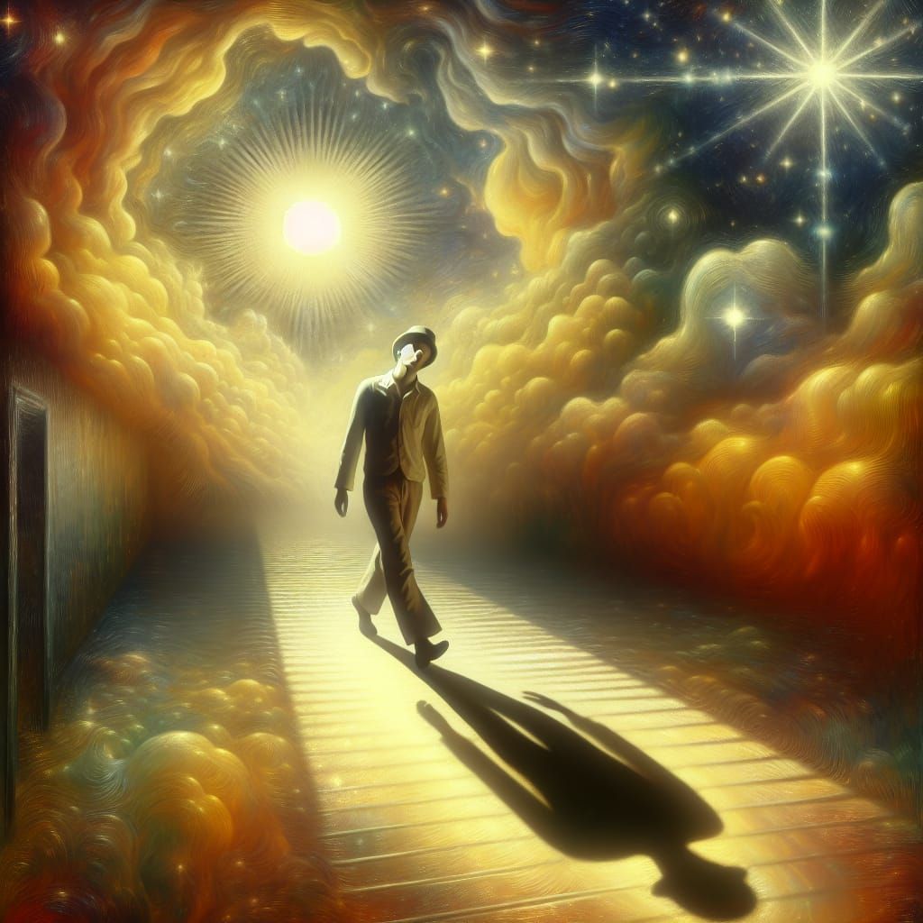 Surrealist Sleepwalker Emerge from Intense Sunlight