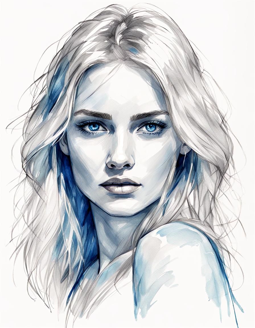 Elegant Sketch of a Beautiful Blonde Woman