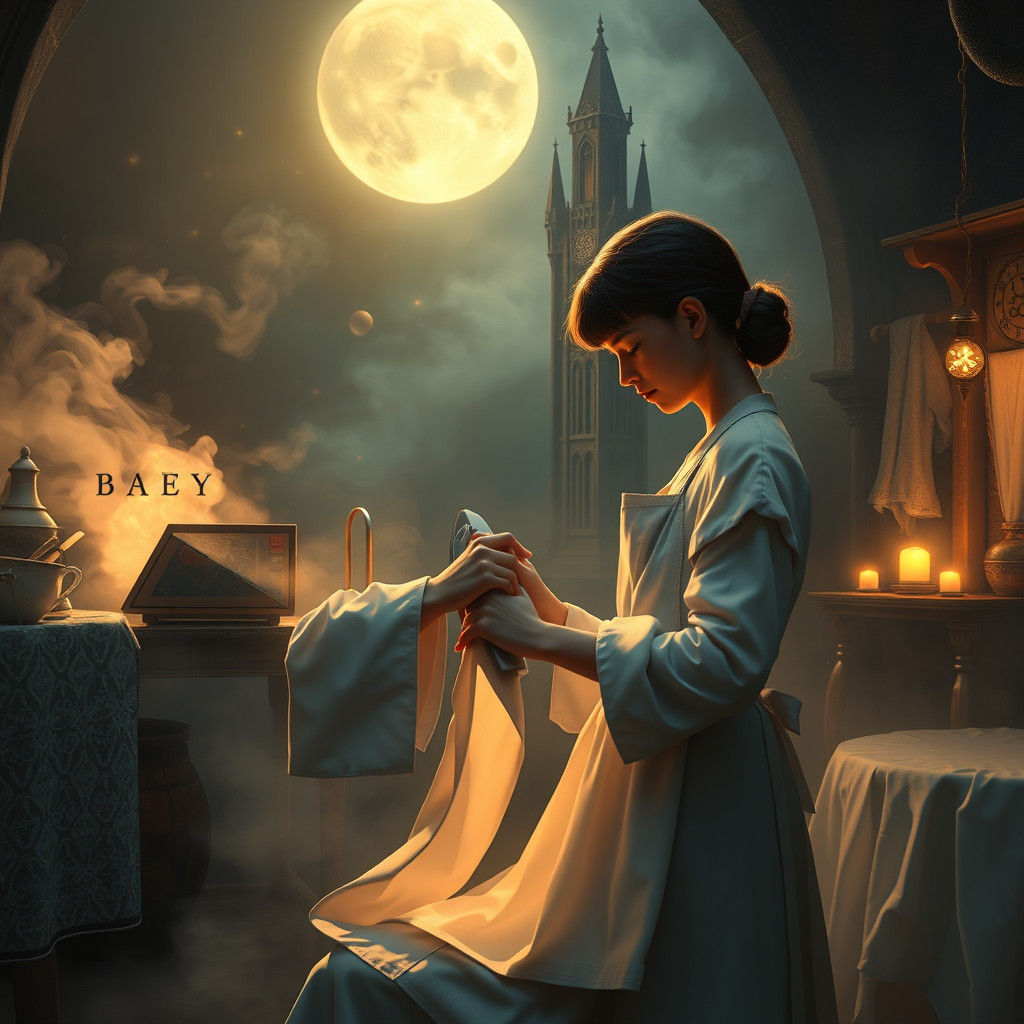 Mystical Laundry Apprentice in Dreamlike Concept Art